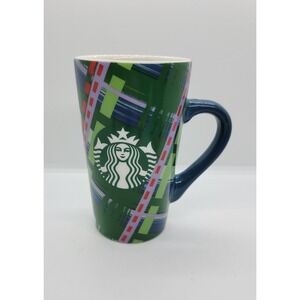 2020 Starbucks Holiday Plaid Tall Mug Green Red Blue 16 oz